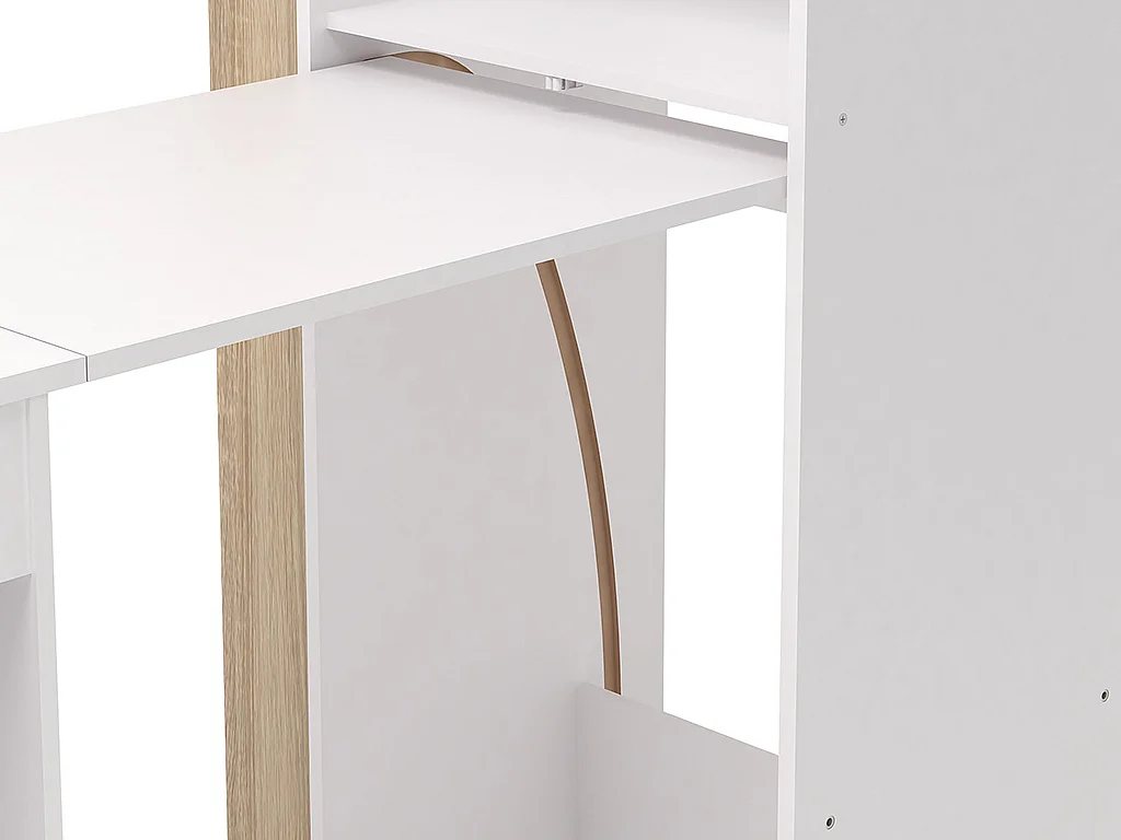 Modulair boekenkastbureau - 10 vakken - Kleuren: houtlook en wit - TUPELIO