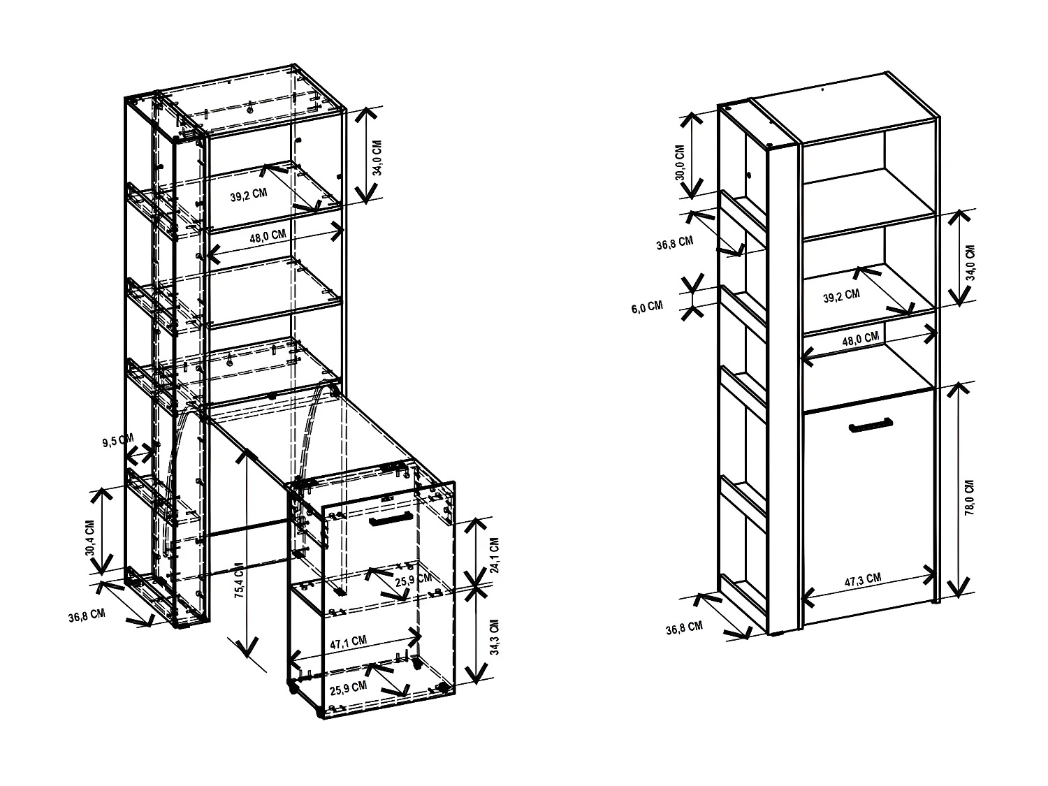 Bureau bibliothèque modulable - 10 niches - Coloris : Naturel et blanc - TUPELIO