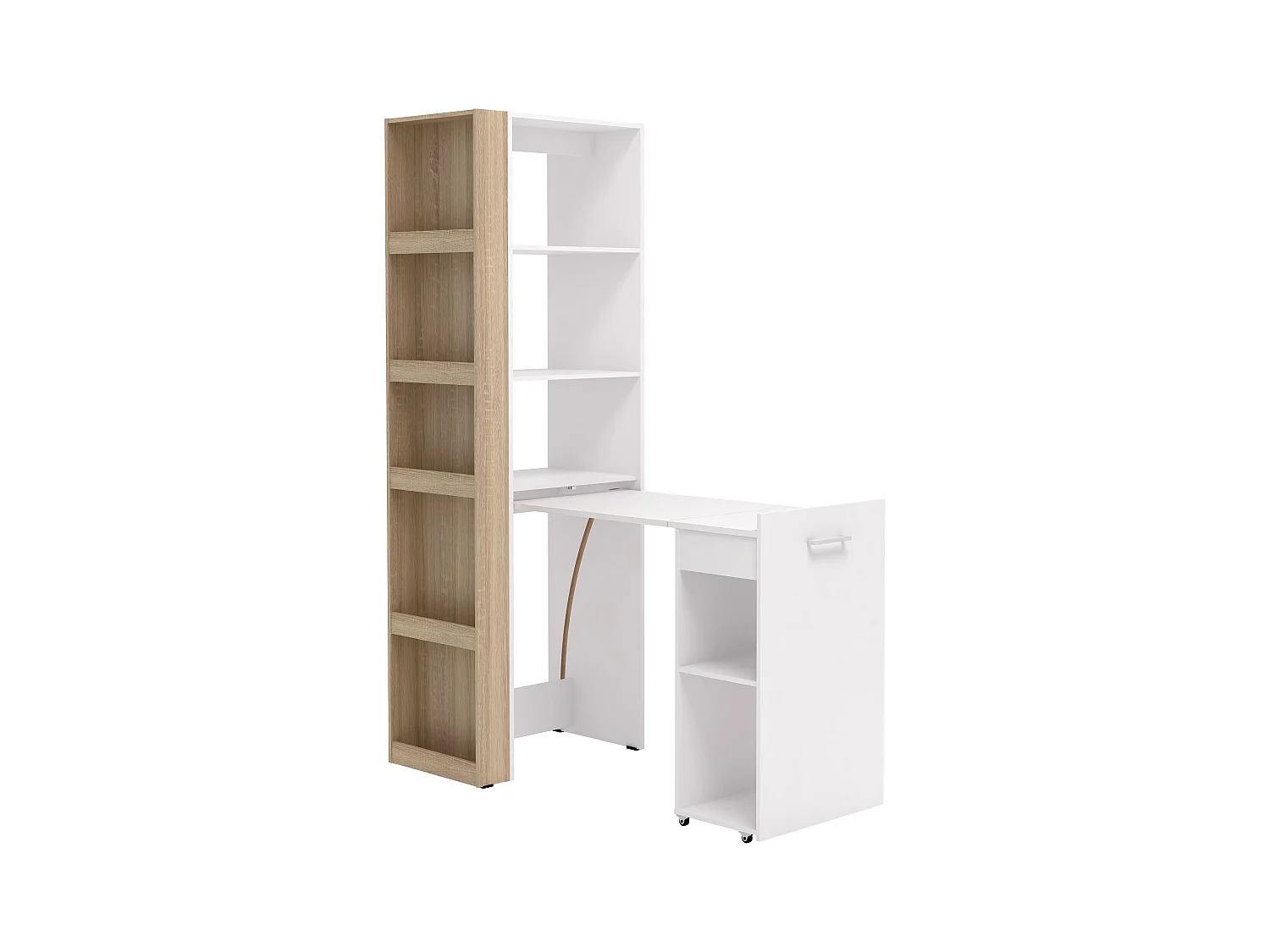 Mueble biblioteca modular - 10 estantes - Color: natural y blanco - TUPELIO