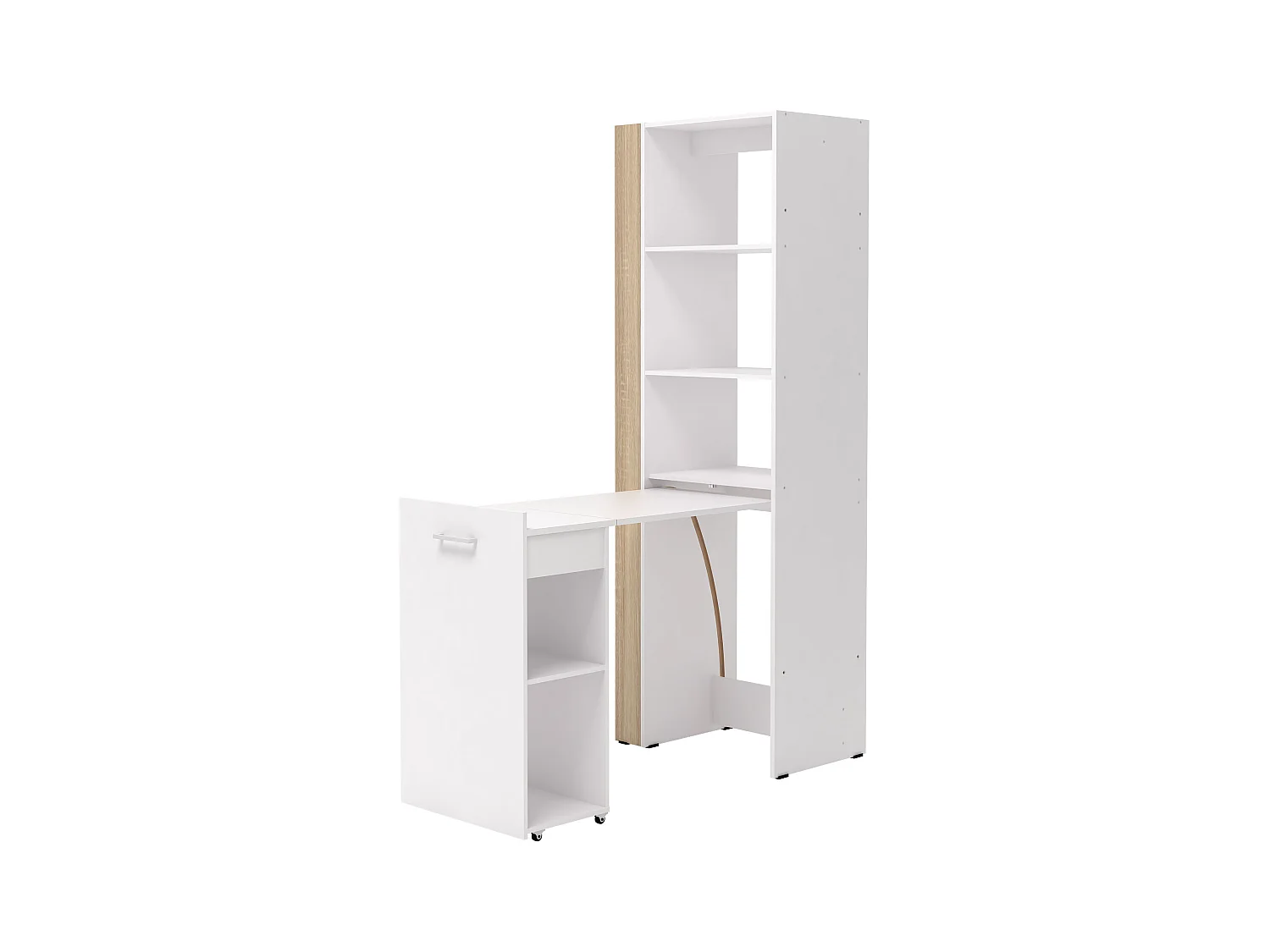 Mueble biblioteca modular - 10 estantes - Color: natural y blanco - TUPELIO