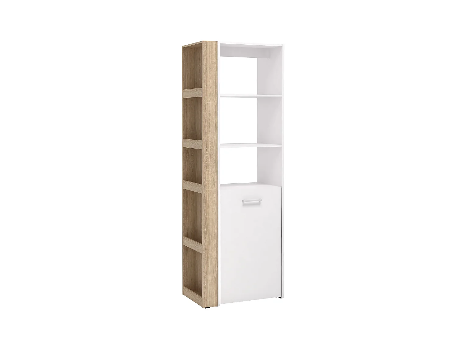 Mueble biblioteca modular - 10 estantes - Color: natural y blanco - TUPELIO