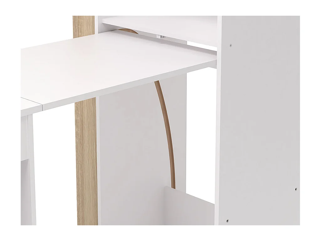 Mueble biblioteca modular - 10 estantes - Color: natural y blanco - TUPELIO