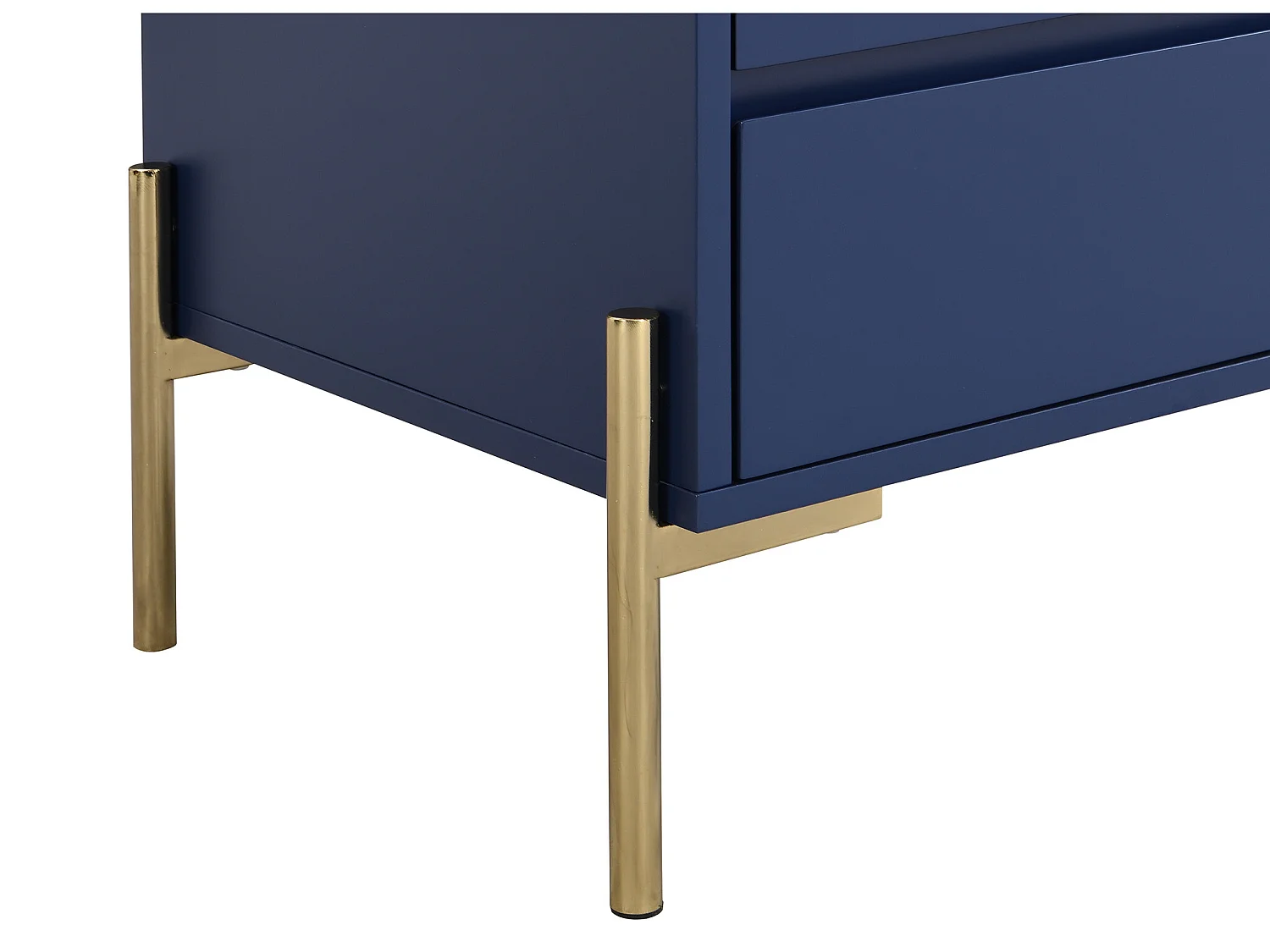 Lot de 2 tables de chevet avec 2 tiroirs - MDF et métal - Bleu laqué et doré - KORASA de Pascal Morabito