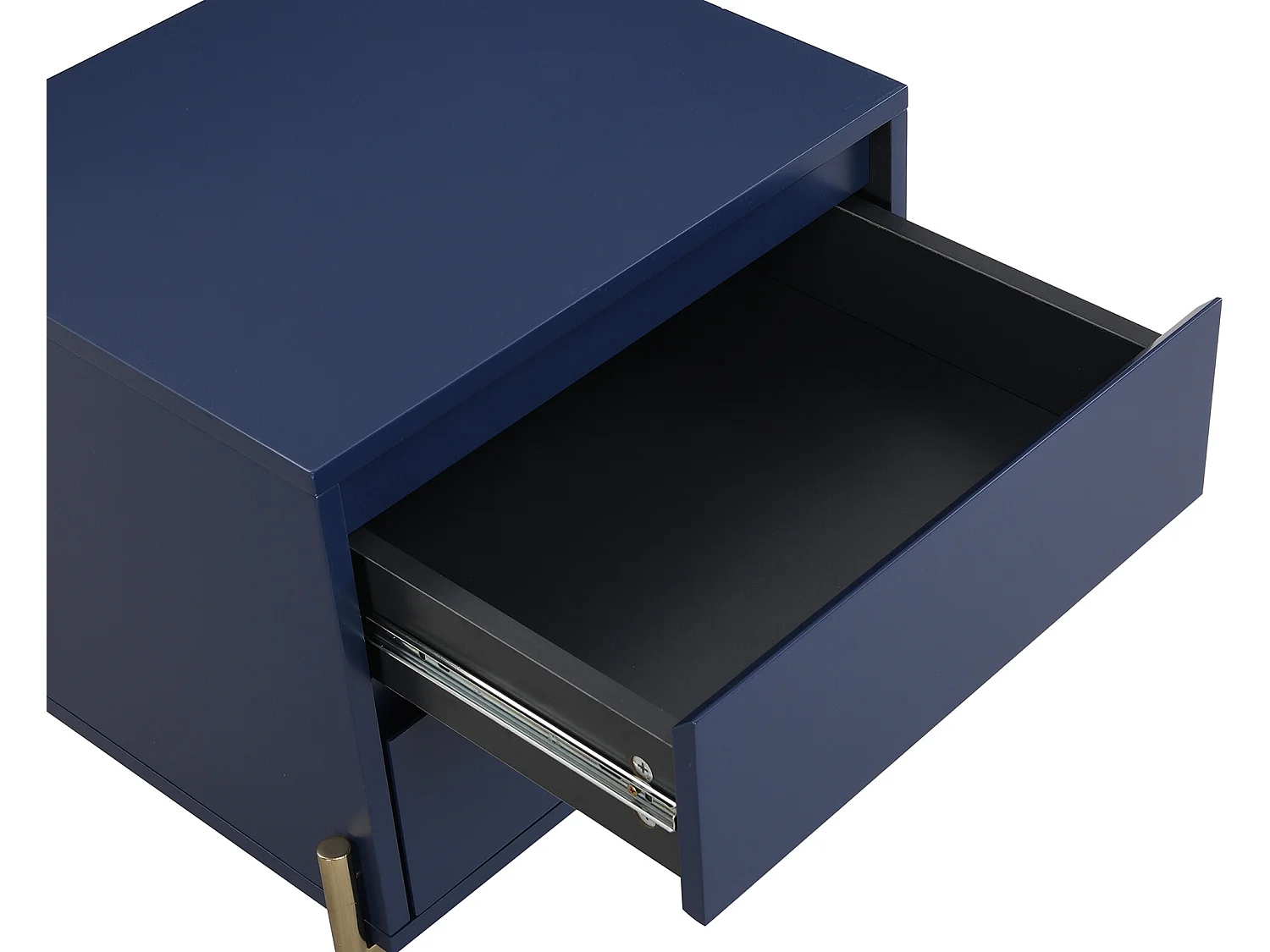 Lot de 2 tables de chevet avec 2 tiroirs - MDF et métal - Bleu laqué et doré - KORASA de Pascal Morabito