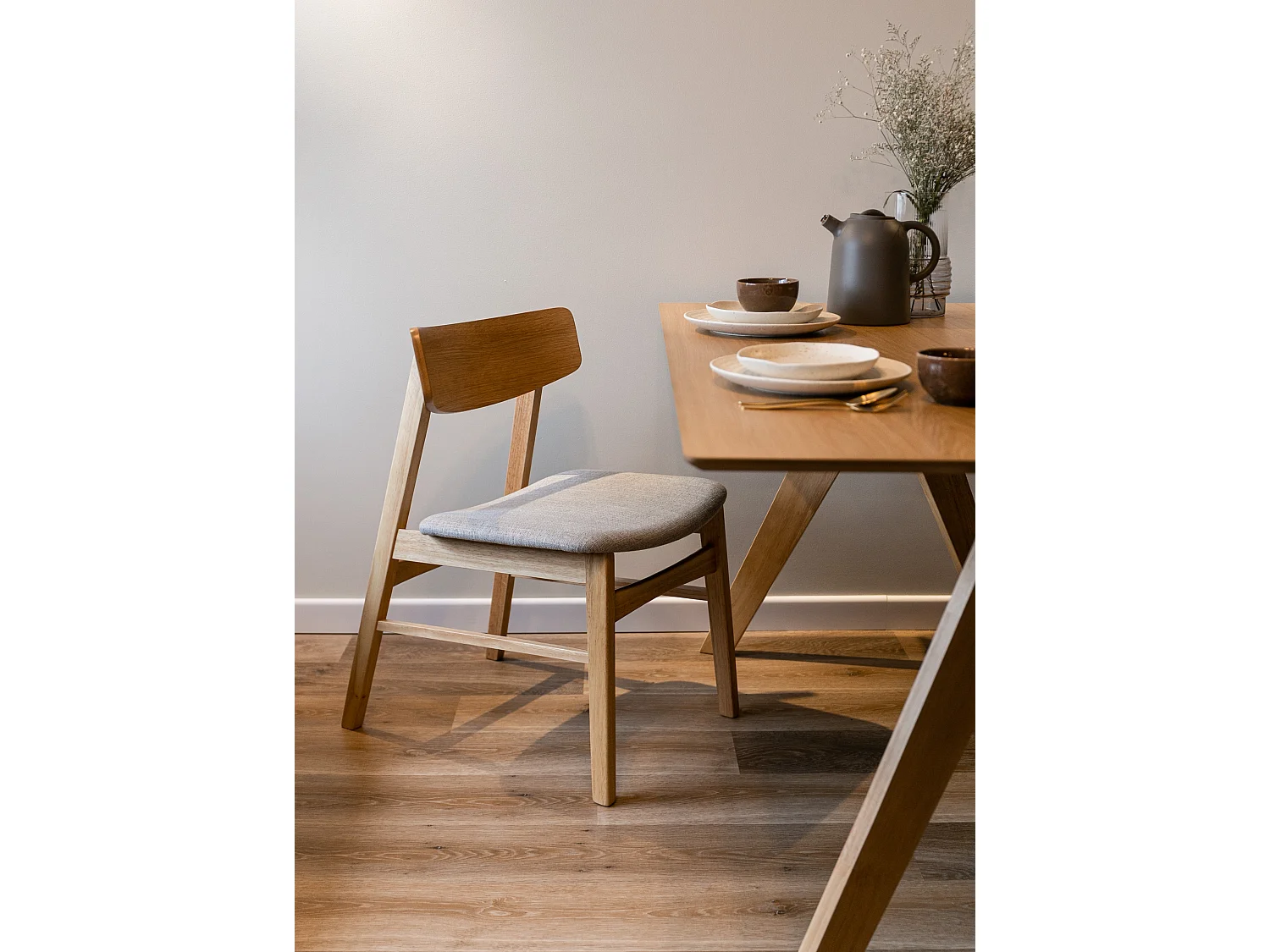 Chaise en bois - chêne naturel/gris - PARAVES