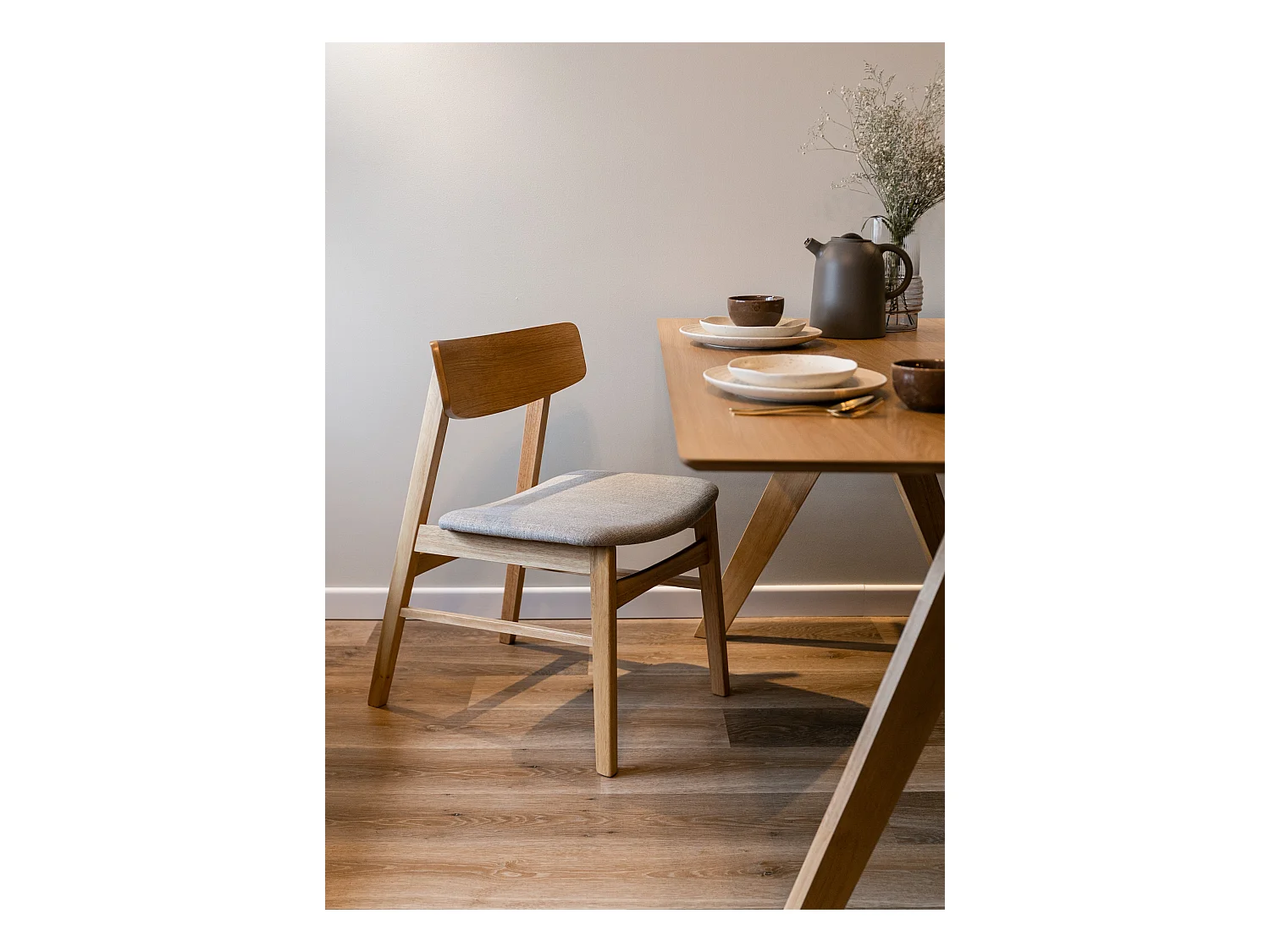 Chaise en bois - chêne naturel/gris - PARAVES