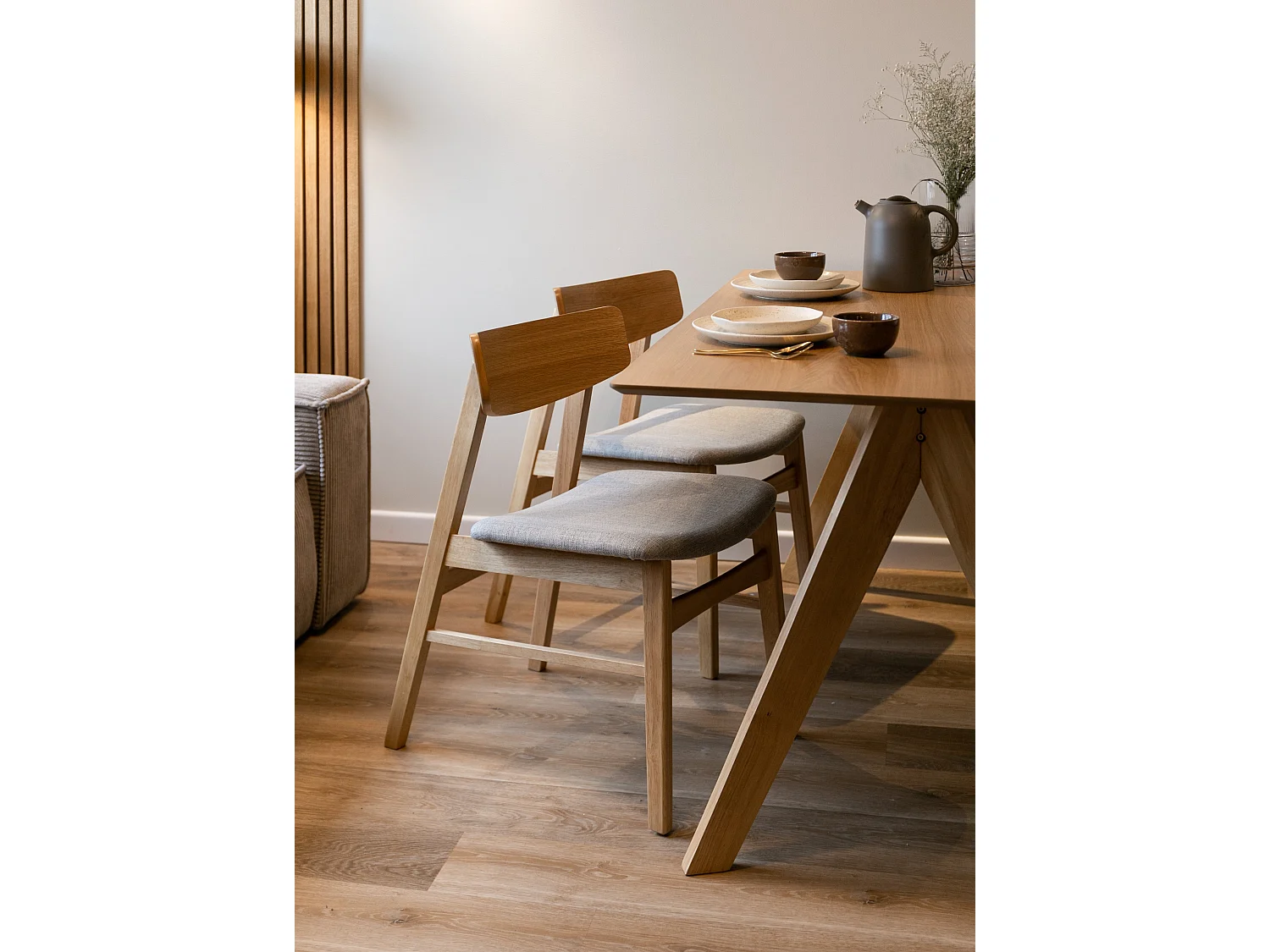 Sedia di legno - rovere naturale/grigio - PARAVES