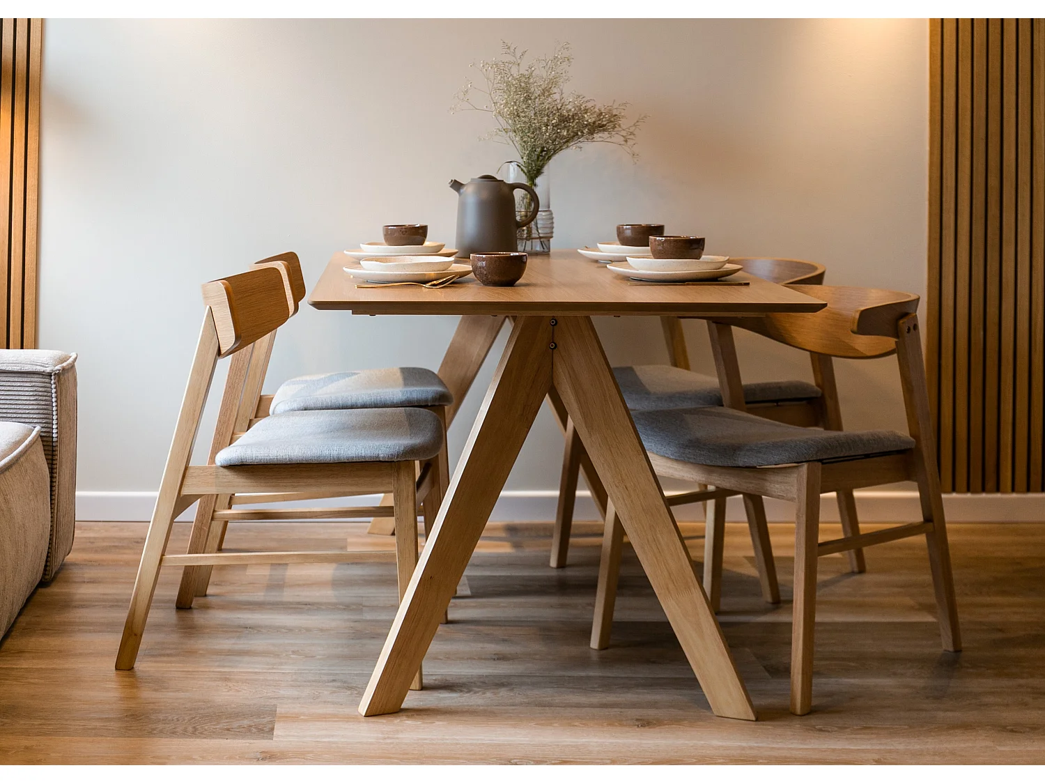 Sedia di legno - rovere naturale/grigio - PARAVES