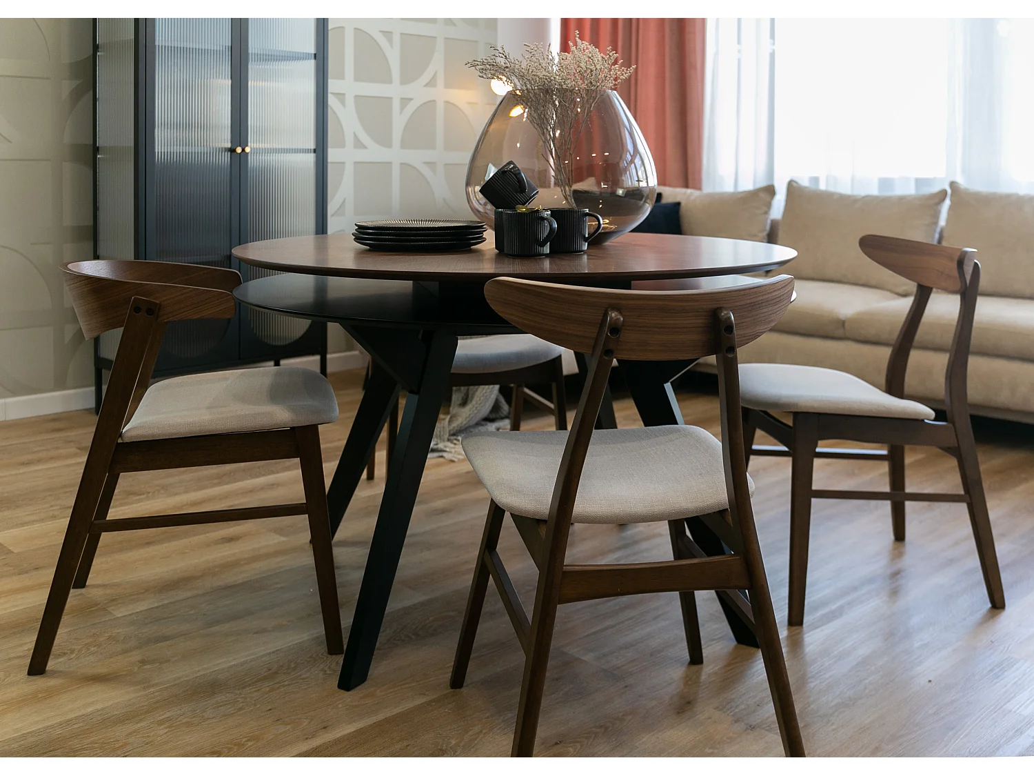 Chaise en bois - noyer/beige - GOODDLY