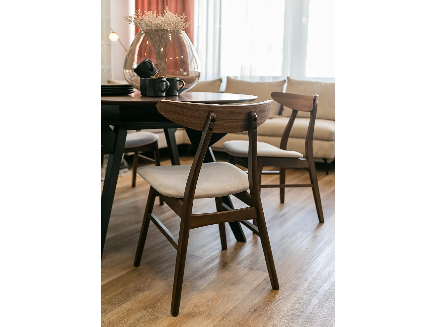 Chaise en bois - noyer/beige - GOODDLY