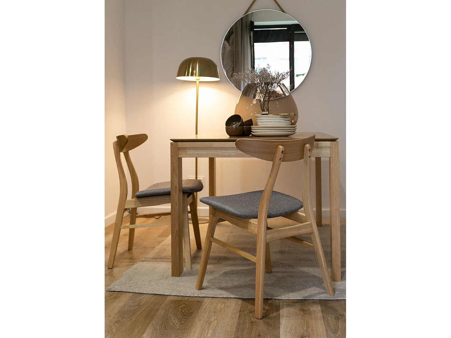 Sedia di legno - rovere naturale/grigio - GOODDLY