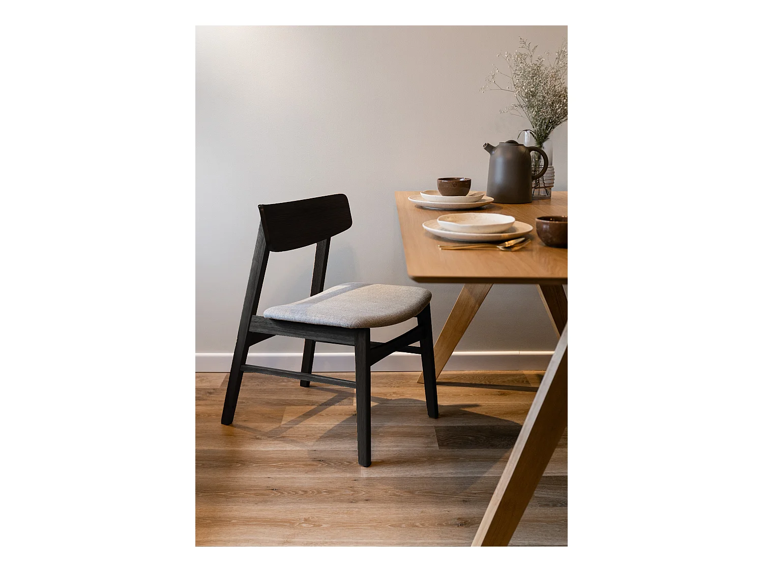 Chaise en bois - chêne noir/gris clair - PARAVES
