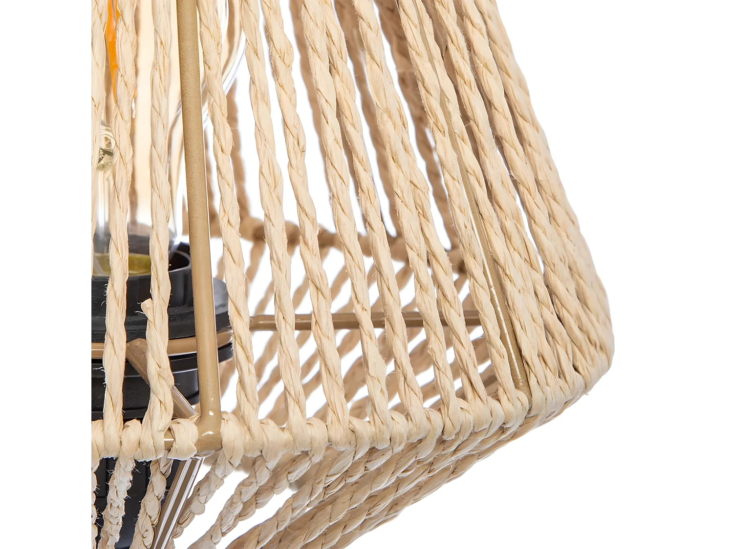 Lampe à poser, lampadaire droit coloris beige et métal coloris noir - D. 19,5  x H. 34 cm