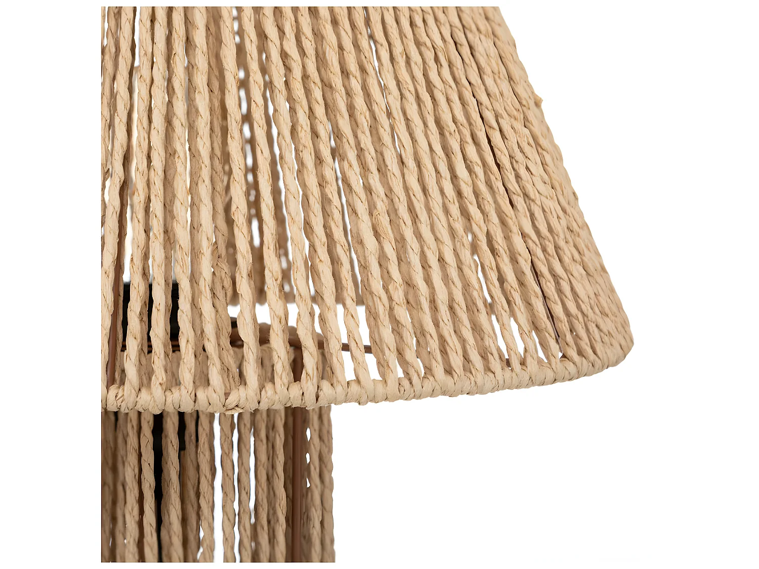 Lampe à poser, lampadaire droit coloris beige et métal coloris noir  - D. 32  x H. 38  cm