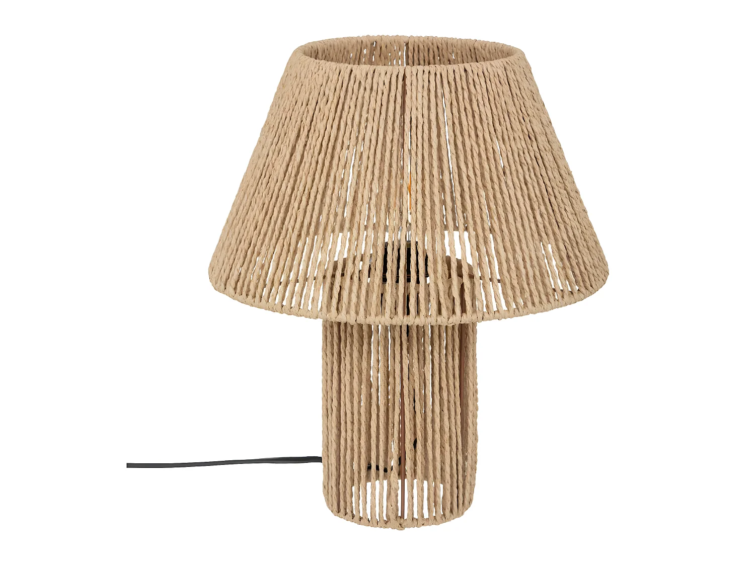 Lampe à poser, lampadaire droit coloris beige et métal coloris noir  - D. 32  x H. 38  cm