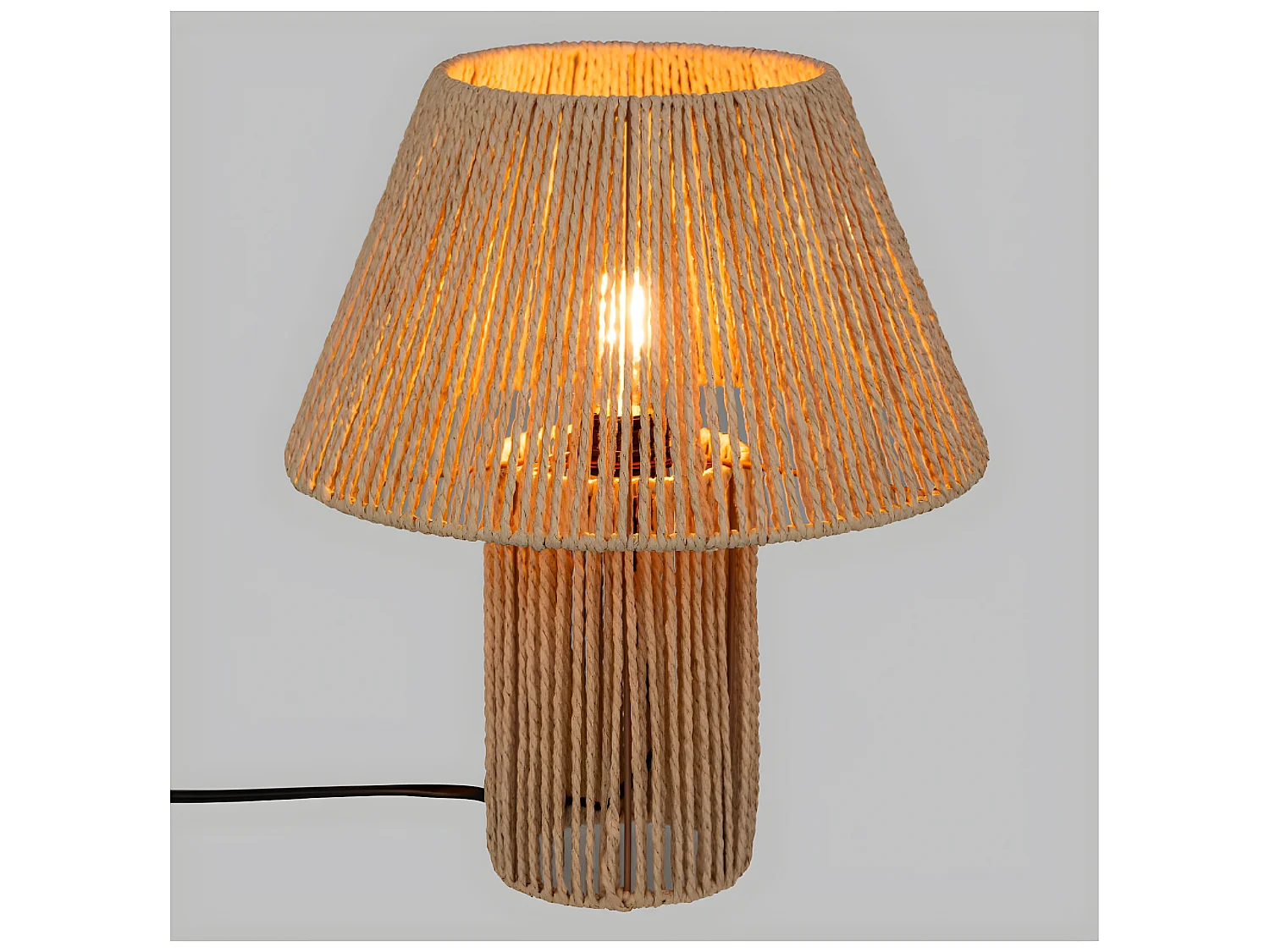Lampe à poser, lampadaire droit coloris beige et métal coloris noir  - D. 32  x H. 38  cm