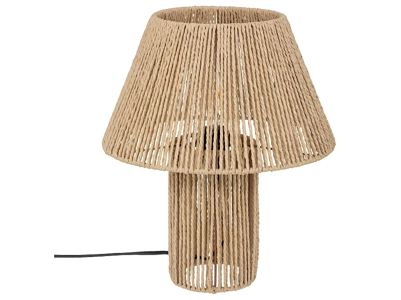 Lampe à poser, lampadaire droit coloris beige et métal coloris noir  - D. 32  x H. 38  cm