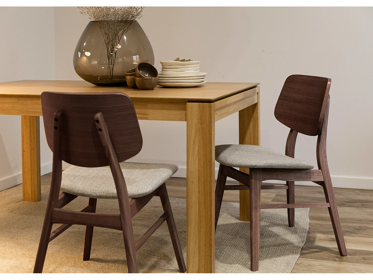 Chaise en bois - noyer/crème - DIATES