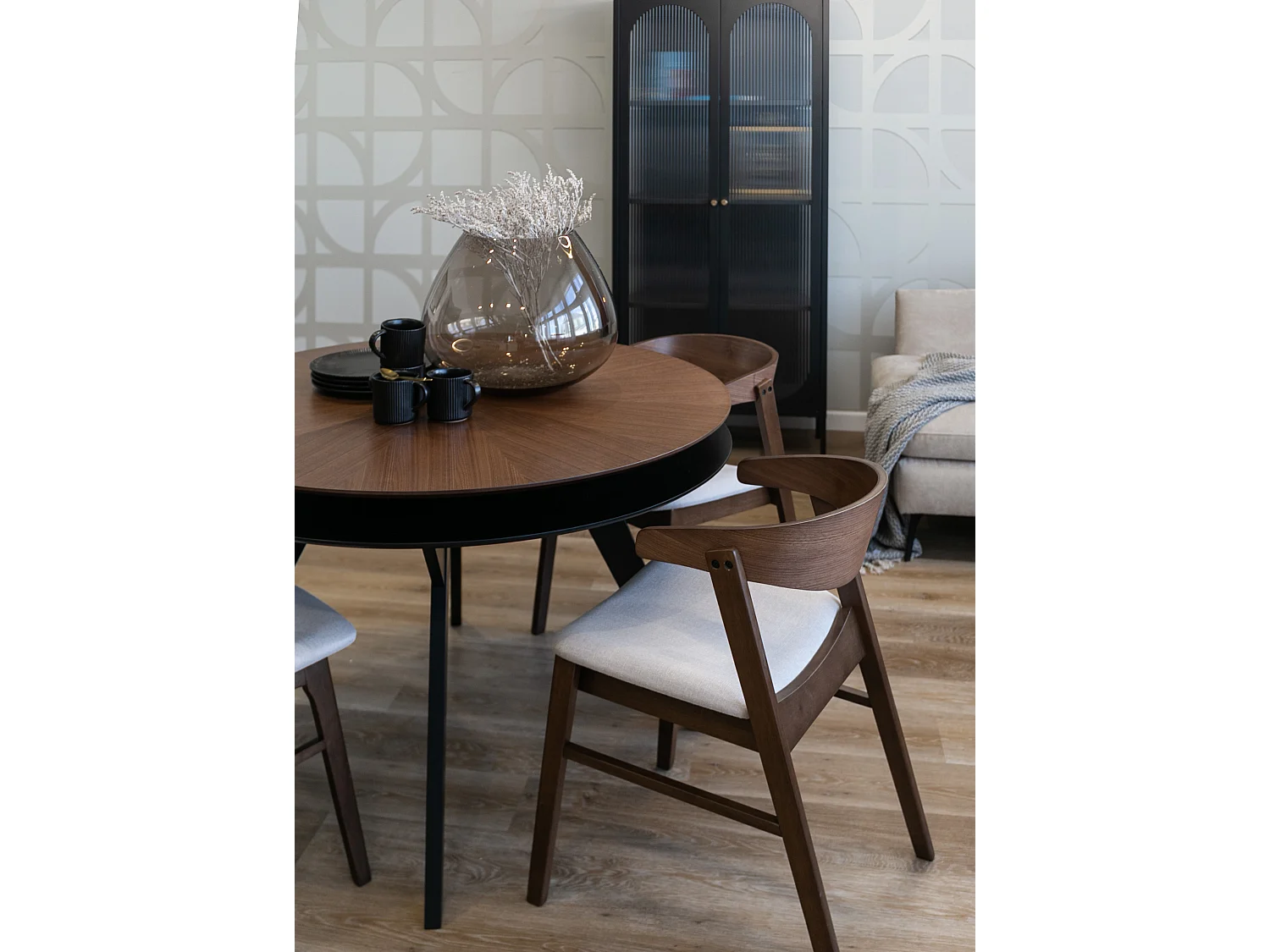 Chaise en bois - noyer/beige - PANIZE