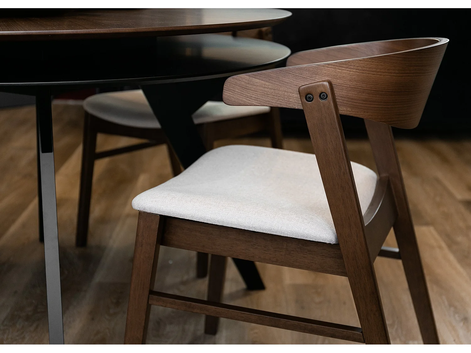 Holzstuhl - Walnuss/Beige - PANIZE