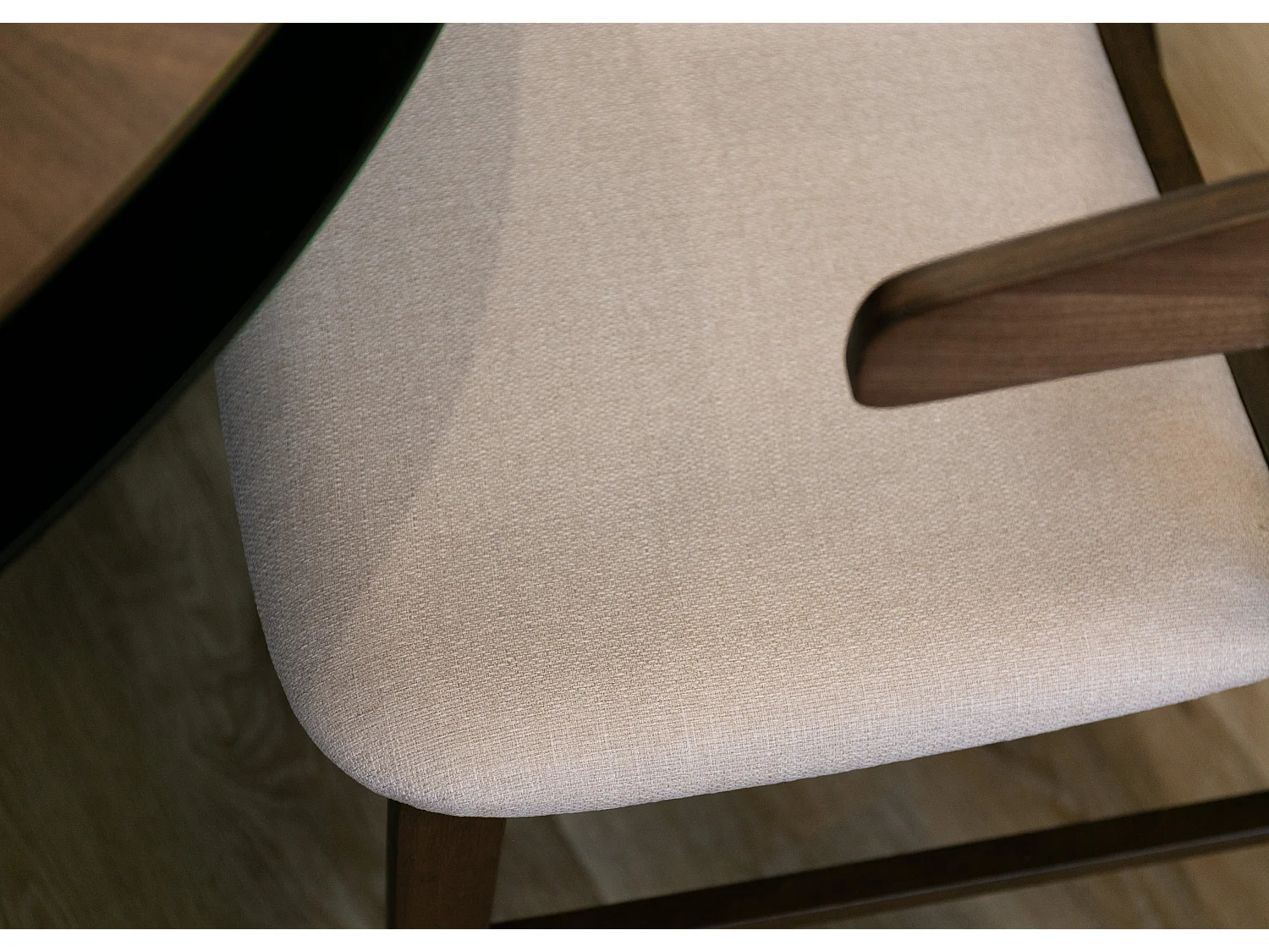Holzstuhl - Walnuss/Beige - PANIZE