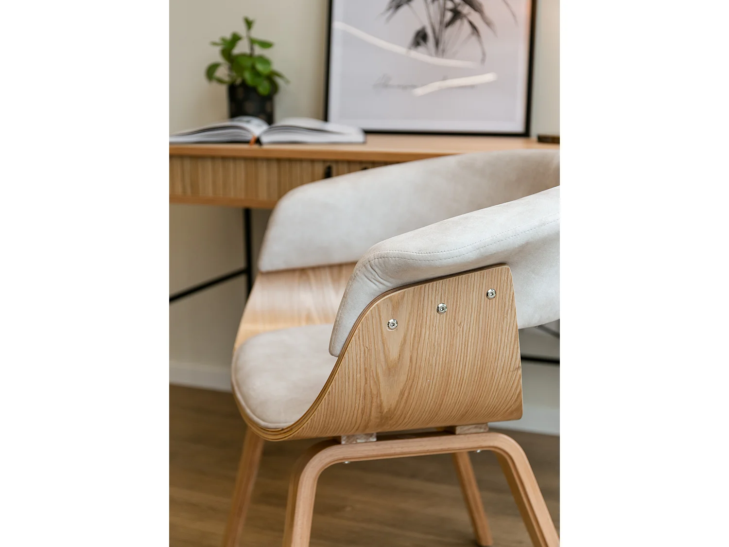 Chaise en bois velours beige/contreplaqué - MODUNKS