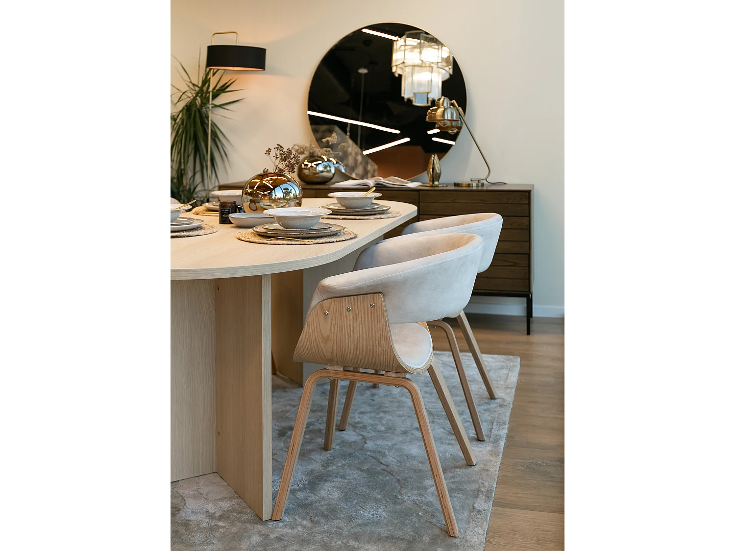 Chaise en bois velours beige/contreplaqué - MODUNKS