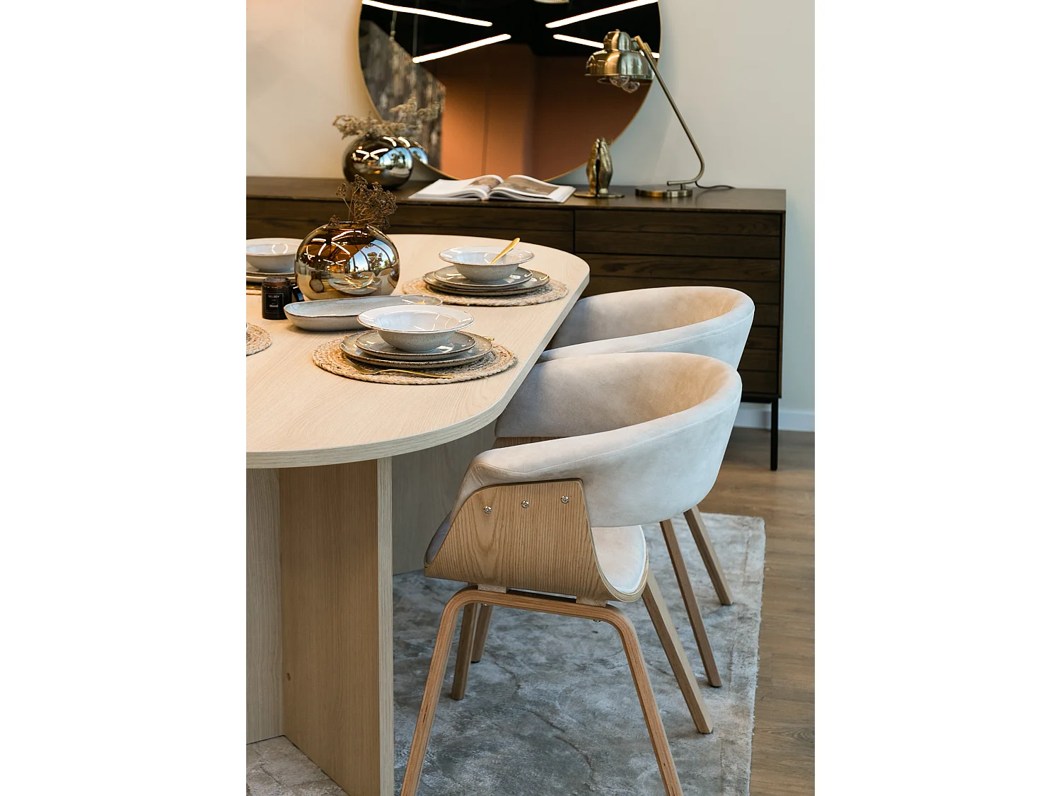 Chaise en bois velours beige/contreplaqué - MODUNKS