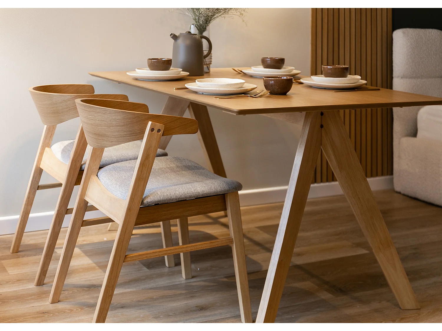 Chaise en bois - chêne naturel/gris - PANIZE