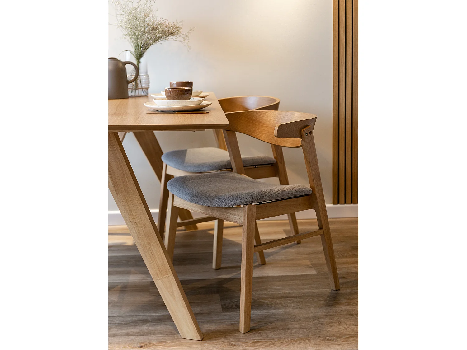 Chaise en bois - chêne naturel/gris - PANIZE