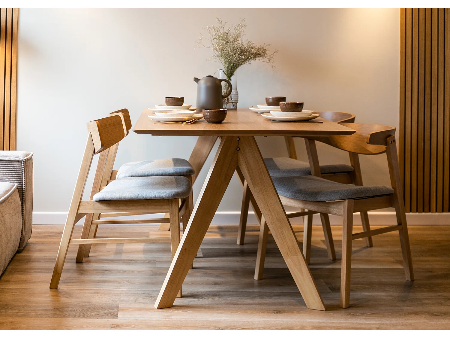 Sedia di legno - rovere naturale/grigio - PANIZE