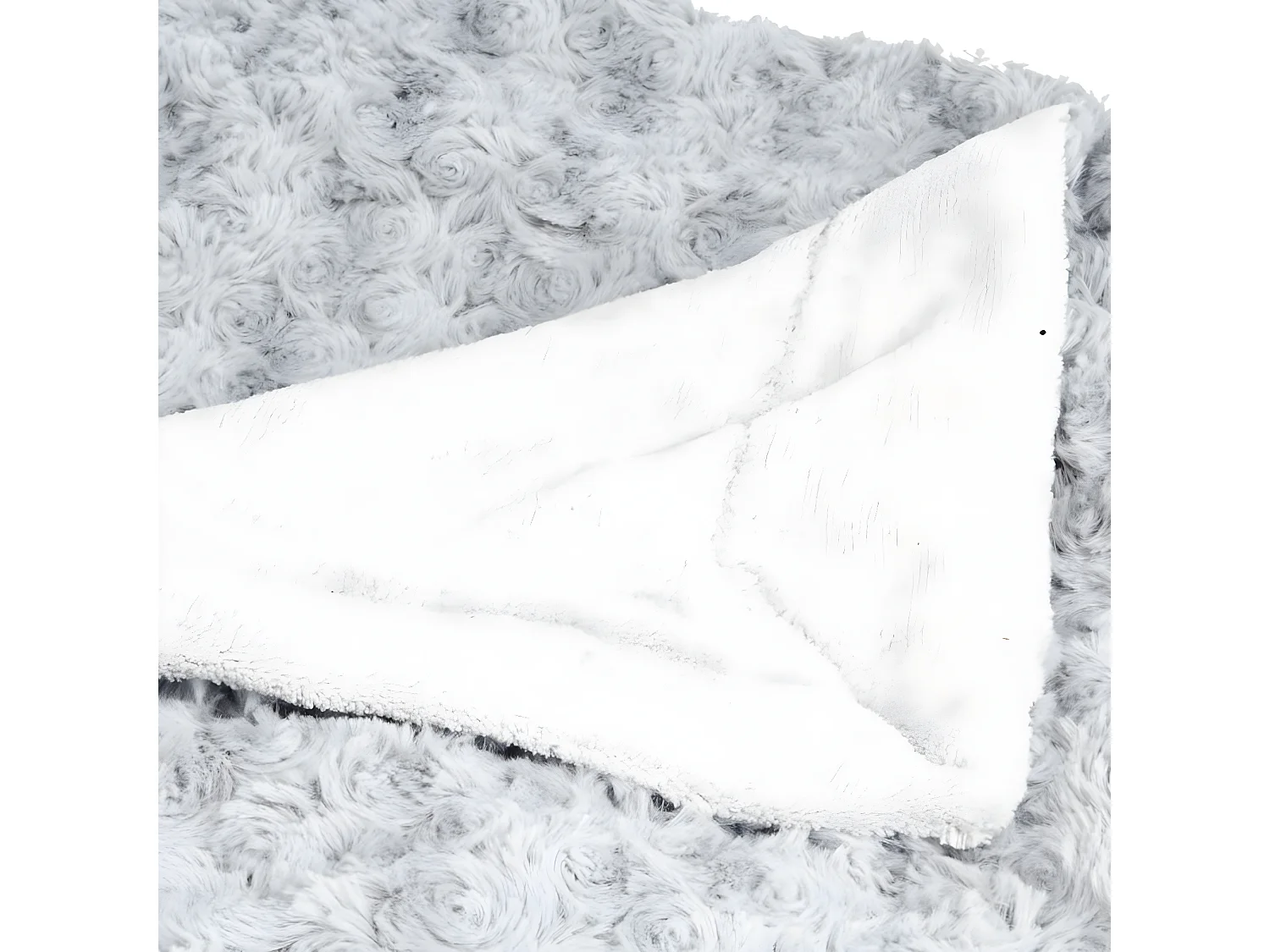 Plaid, couverture en polyester coloris gris clair -  L.  160  x P.  120  x H.  2 cm