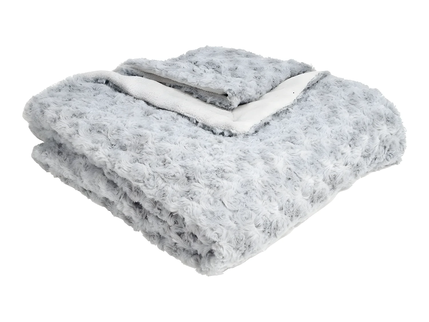 Plaid, couverture en polyester coloris gris clair -  L.  160  x P.  120  x H.  2 cm