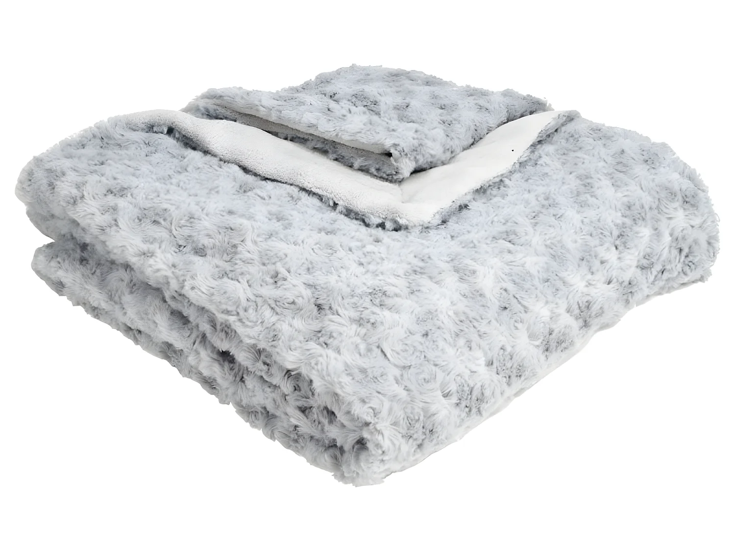 Plaid, couverture en polyester coloris gris clair -  L.  160  x P.  120  x H.  2 cm