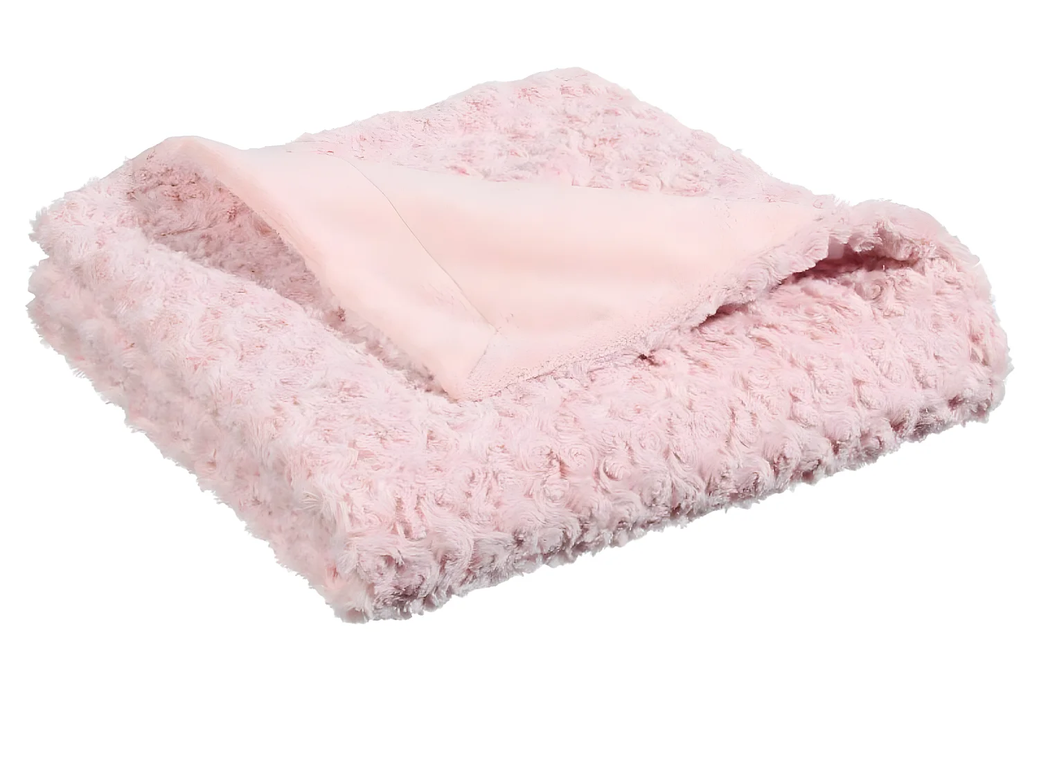 Plaid, couverture en polyester coloris rose clair -  L.  160  x P.  120  x H.  2 cm