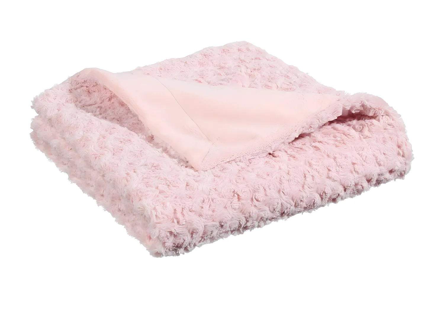 Plaid, couverture en polyester coloris rose clair -  L.  160  x P.  120  x H.  2 cm