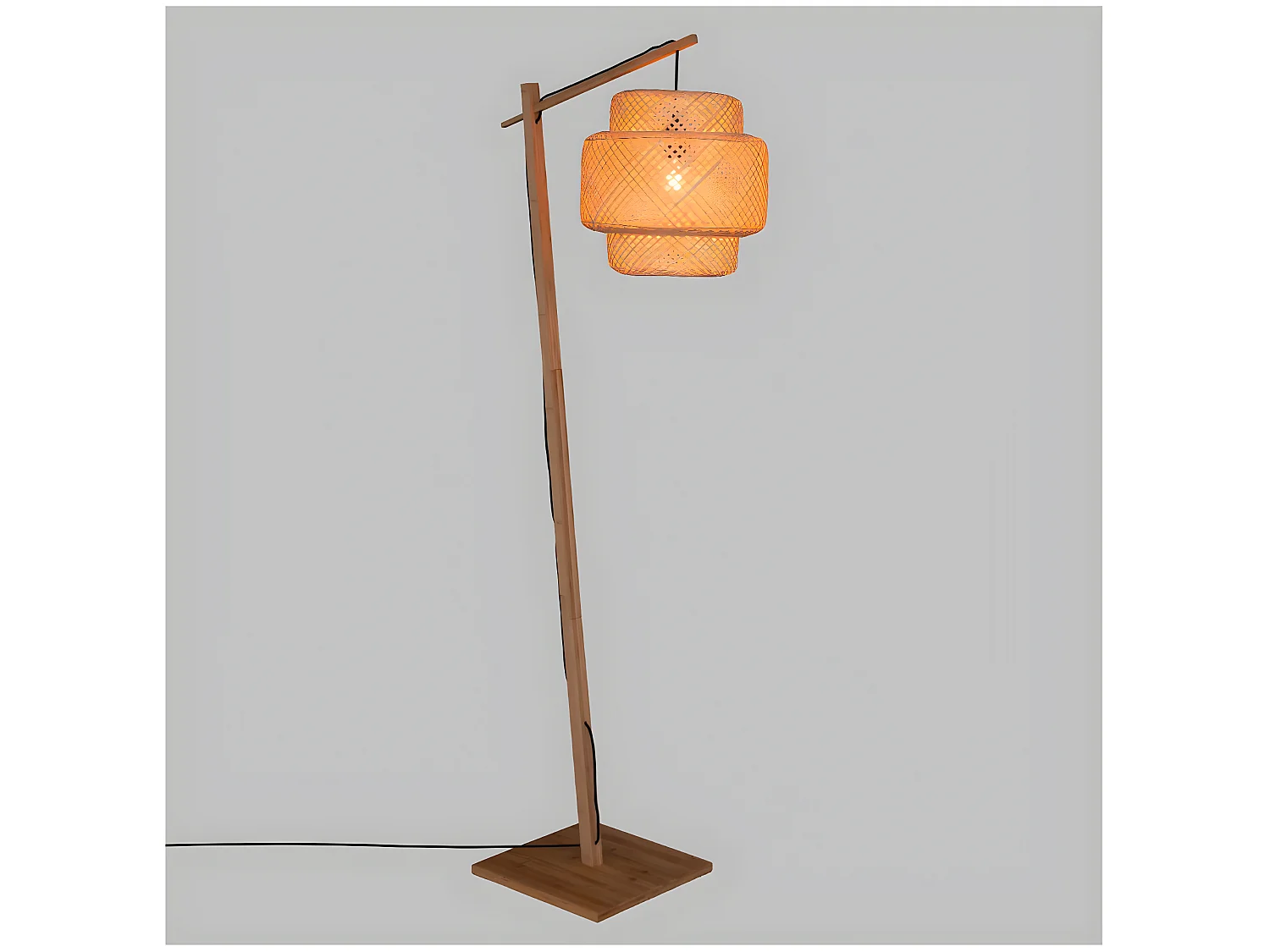 Lampe à poser, lampadaire en bambou coloris beige  - diamètre 36 x Hauteur 171,5 cm