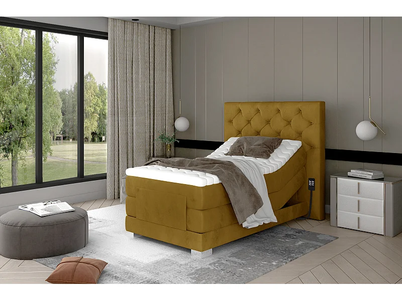 Boxspringbett Chestic ESS (90x200)/Stoff-Gelb