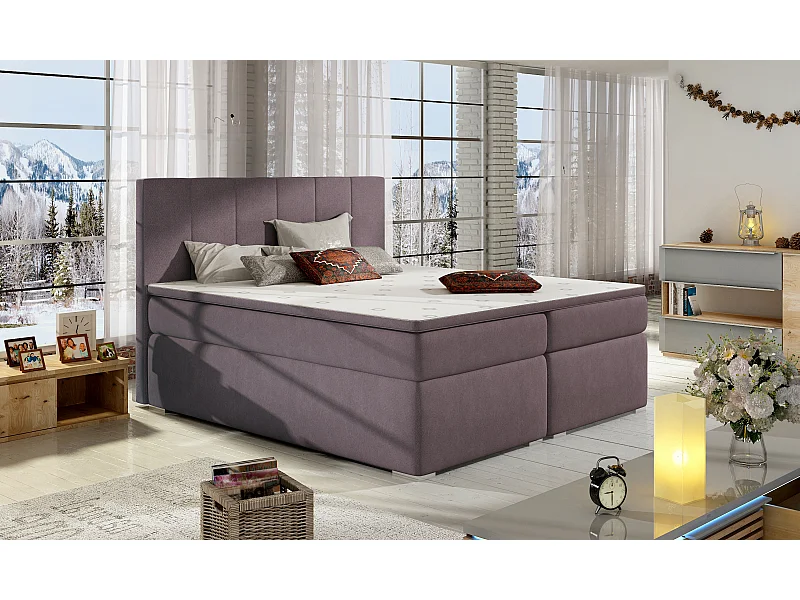 Box Spring Letto Sabine S (140x200)/Tessuto-Rosa