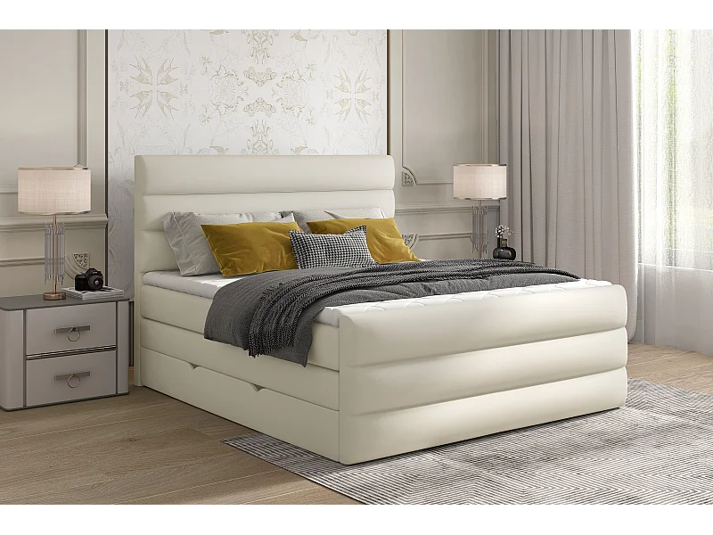 Box Spring Letto Nizze L (180x200)/Tessuto-Beige