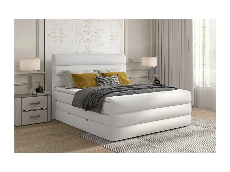 Boxspringbett Nizze M (160x200)/Stoff-Weiss