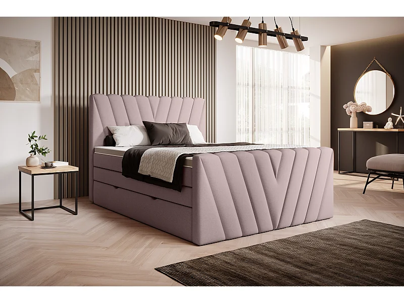 Box Spring Letto Twister M (160x200)/Tessuto-Rosa