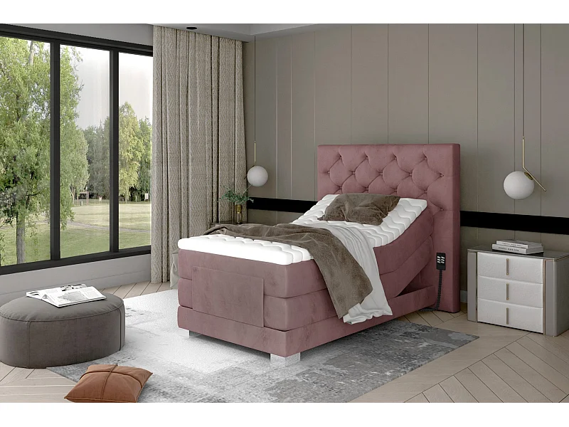 Boxspringbett Chestic ESS (90x200)/Stoff-Rose