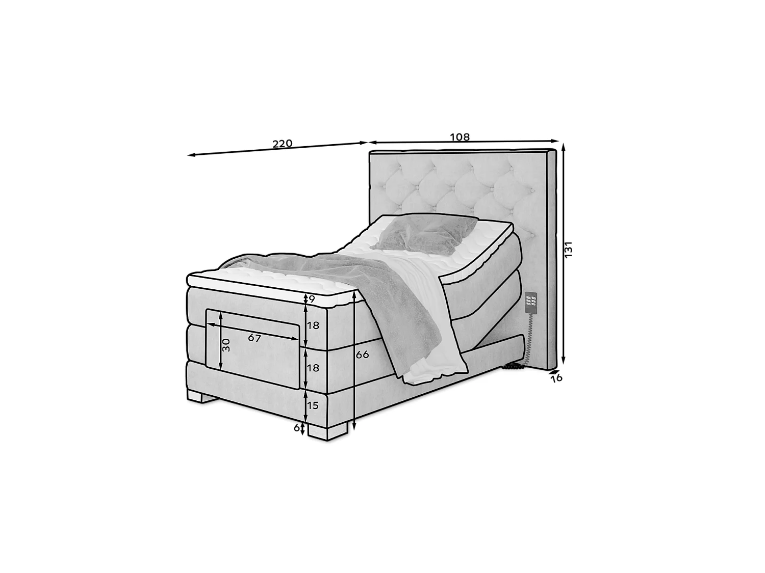 Box Spring Lit Chestic ESS (90x200)/Tissu-Rose