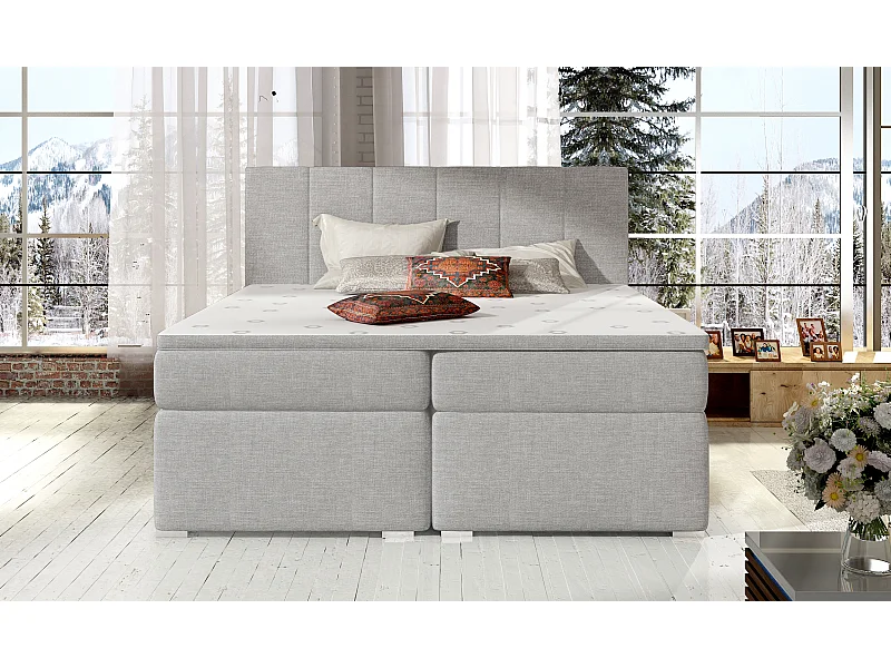 Box Spring Letto Sabine L (180x200)/Tessuto-Grigio