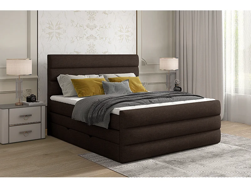 Boxspringbett Nizze S (140x200)/Stoff-Braun