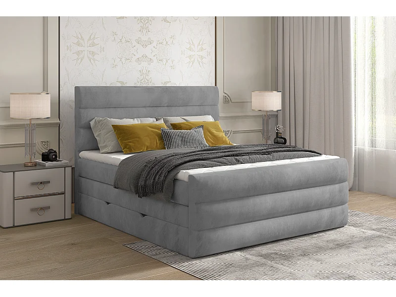 Box Spring Letto Nizze L (180x200)/Tessuto-Grigio