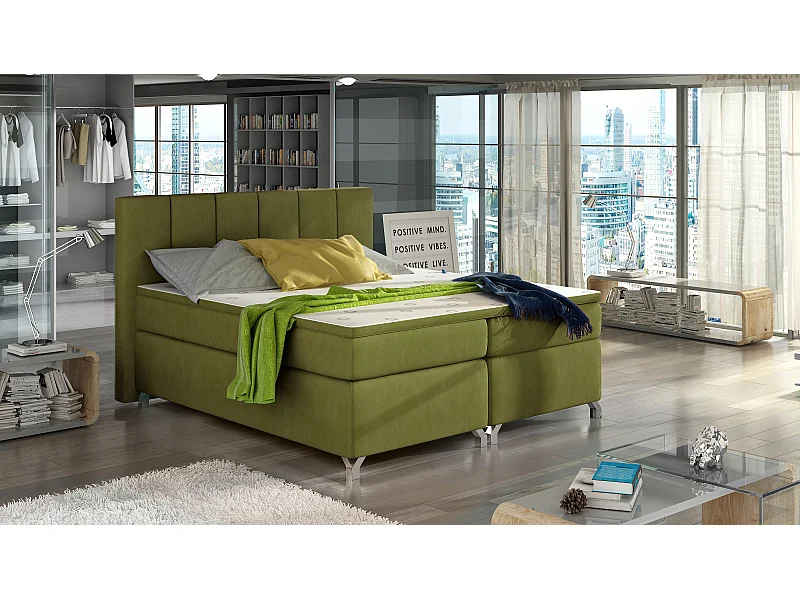 Boxspringbett Lighton M (160x200)/Stoff-Grün