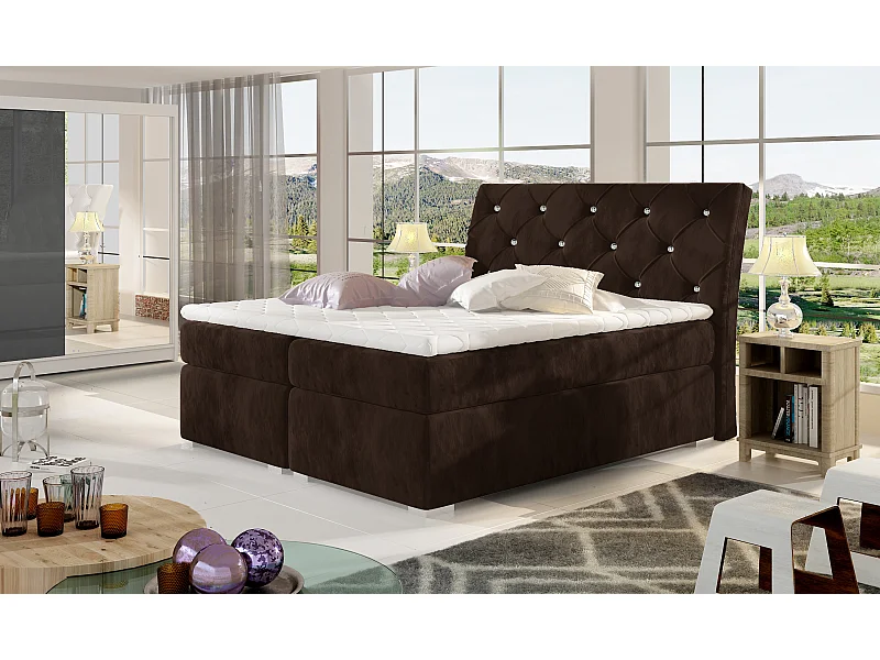 Box Spring Letto Frederic L (180x200)/Tessuto-Marrone