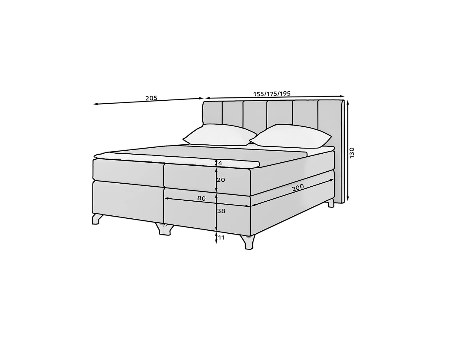 Letto Venus S (140x200)/Tessuto-Verde